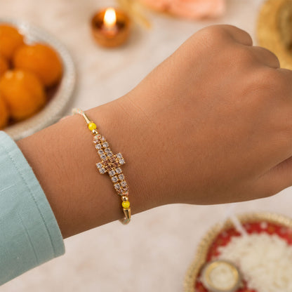 Cross Motif Band Rakhi with AD Stonework for Brother (Pack of 6)
