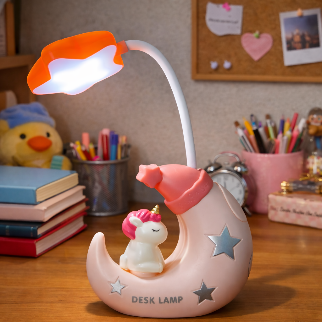 Unicorn Moon LED Desk Lamp with Pencil Sharpener for Kids Study Table