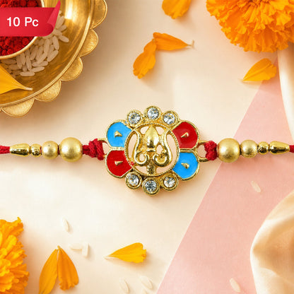 Traditional Trishul Rakhi with Decorative Beads for Brother (10pcs)