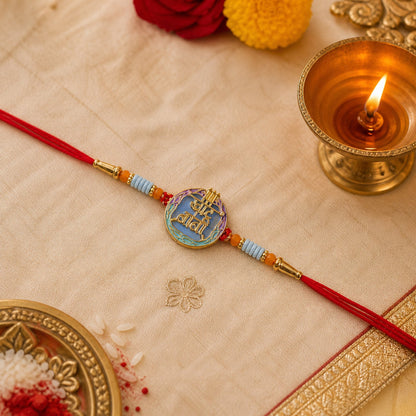 Colorful Rakhi with Beads & Religious Symbol for Brothers (10pcs)