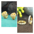Gold Plated Triple Dangler Huggie Hoop Earrings – Elegant Festive Sparkle