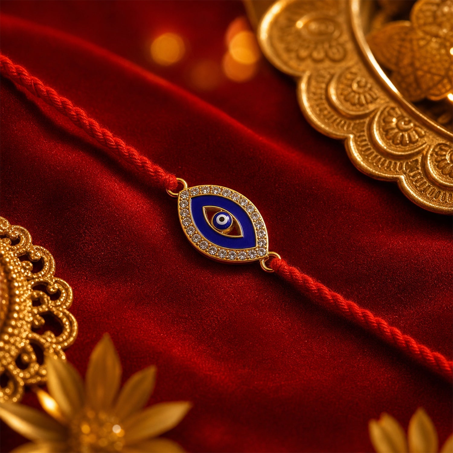 Evil Eye Rakhi Set with Rose Almonds, Pack of 3