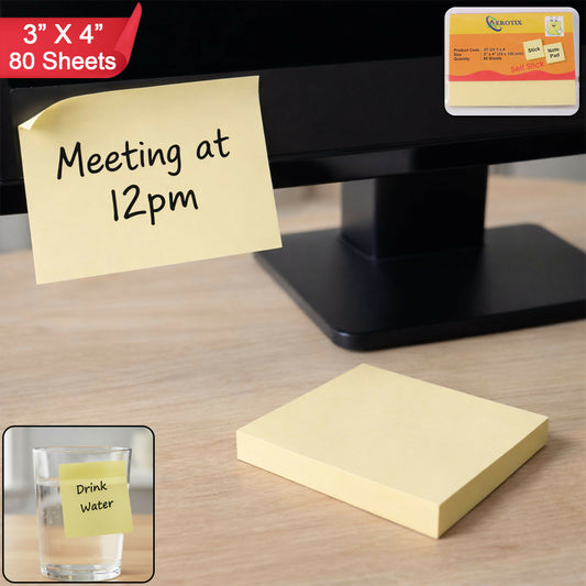 Self Sticky Note Pad 3 x 4 Inches with Strong Adhesive for Office & Home (80Sheets,Pack Of 6)