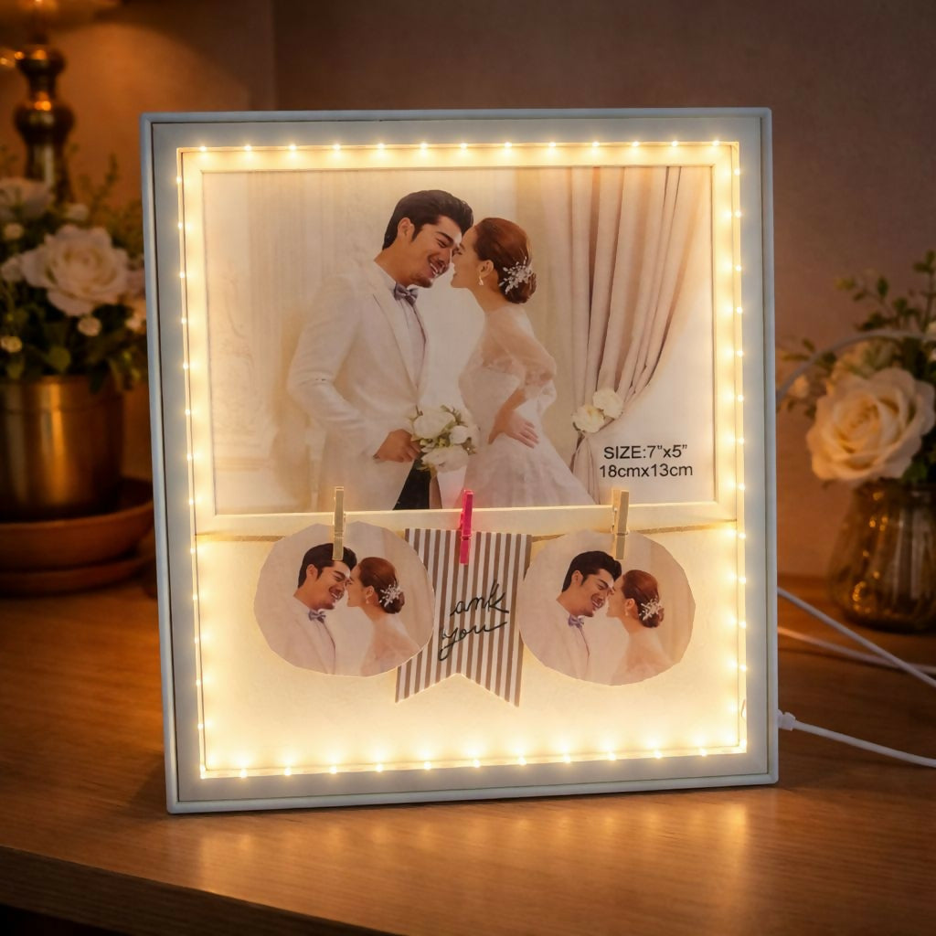 LED Photo Frame 7x5 Collage with Clips Decorative Light Frame