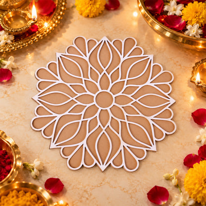 Floral Mandala Rangoli Stencil for Festive Home Entrance and Puja Decoration
