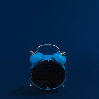 Classic Retro Mini Twin Bell Alarm Clock – Small Size Table Clock with Loud Ring, Battery Operated Analog Desk Clock for Study, Office, Kids Room & Home Decor (Blue, Portable Miniature Design)
