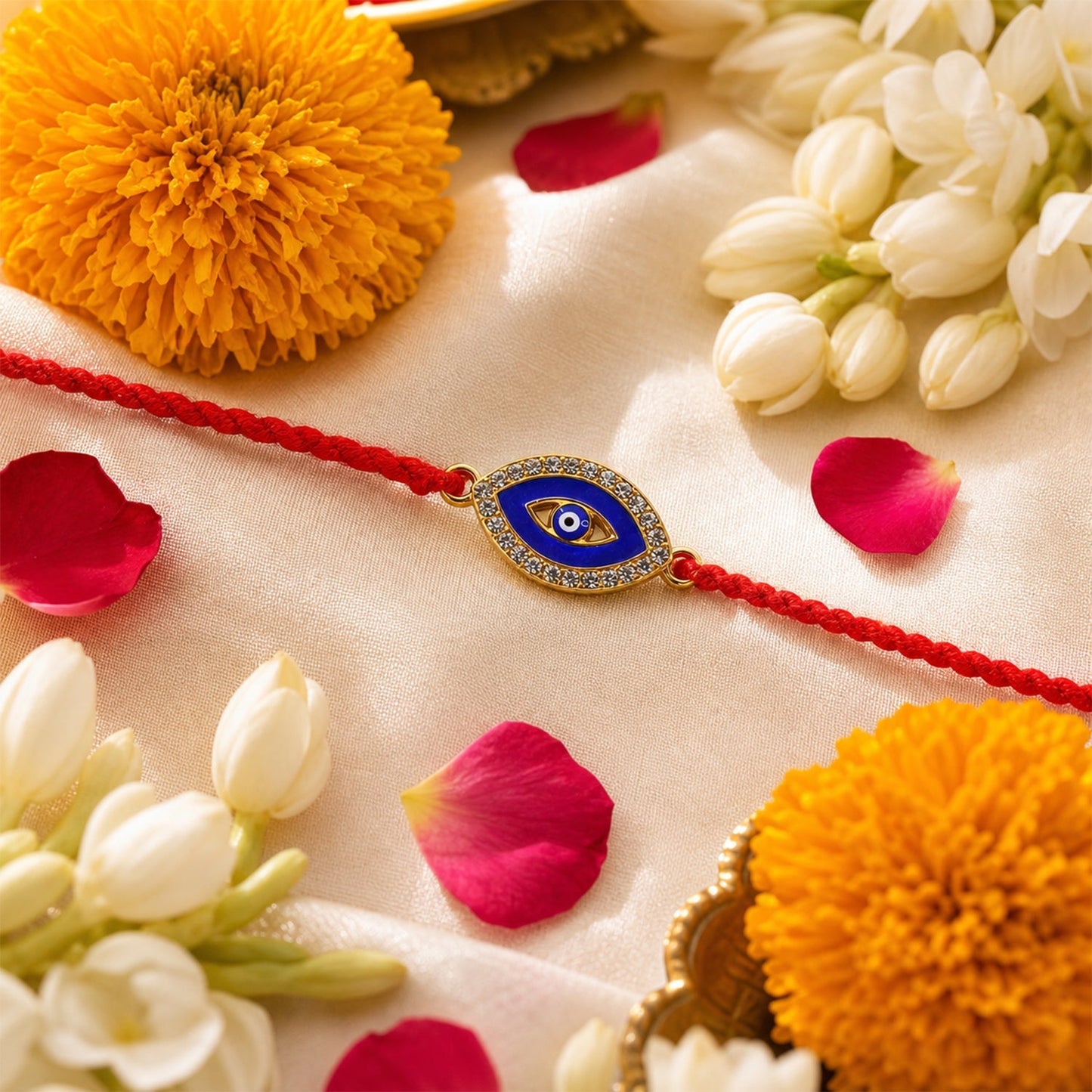 Evil Eye Rakhi Set with Rose Almonds, Pack of 3