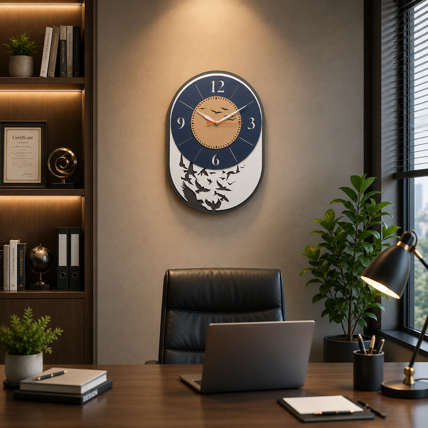 Modern Bird Design Layered MDF Wall Clock Elegant Silent Décor Living Room Office close-up detail for festive gifting home