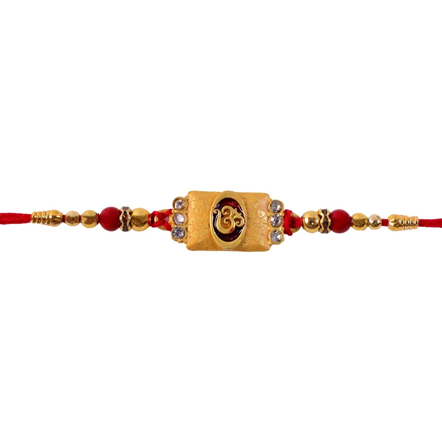 Om Kundan Beaded Rakhi Traditional Sacred Motif Raksha Bandhan (5pcs)