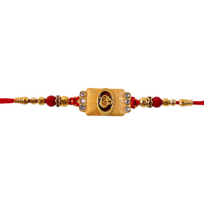 Om Kundan Beaded Rakhi Traditional Sacred Motif Raksha Bandhan (5pcs)