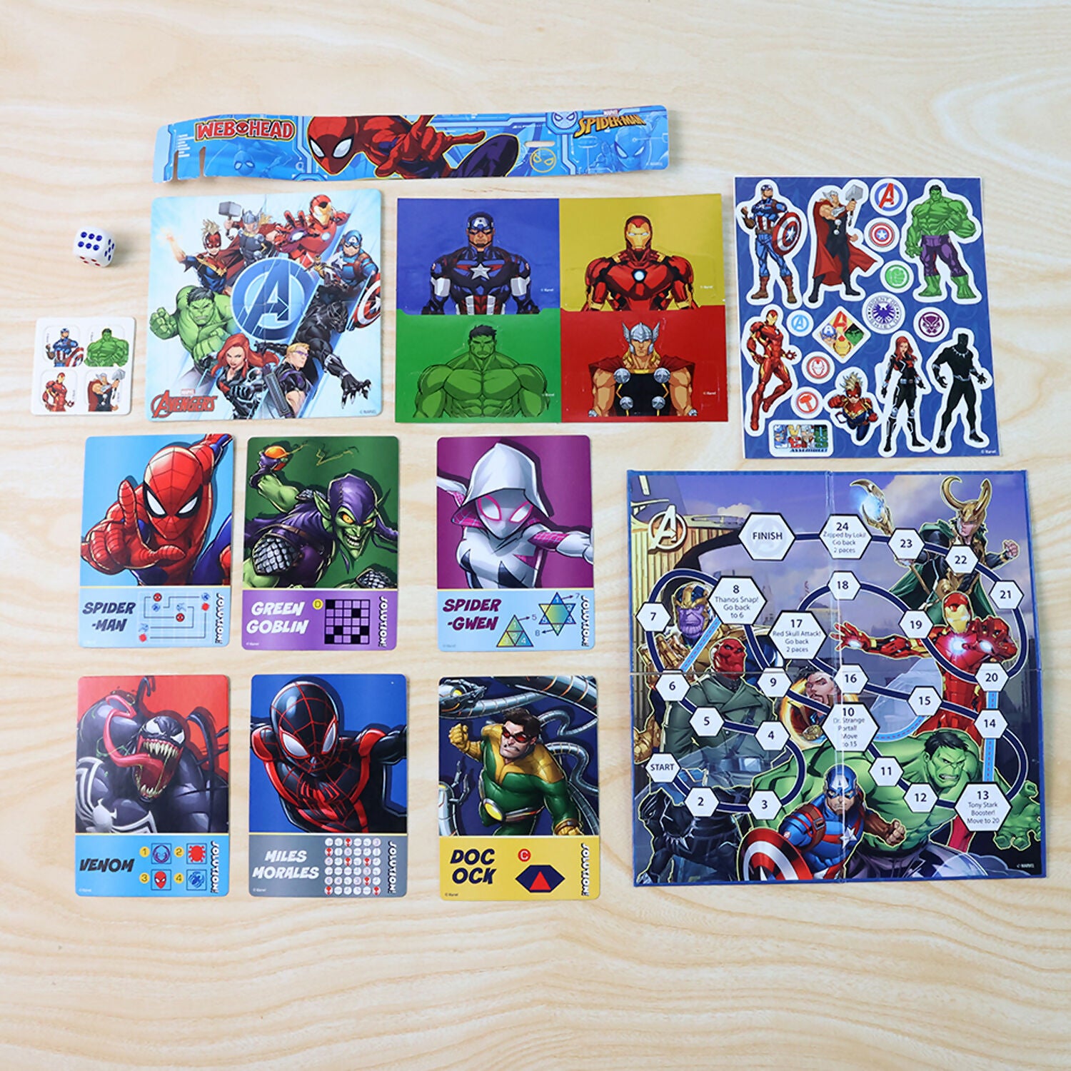 Marvel Surprise Gift Bag – Sticker Sheets, Puzzles, Activity Cards & Wristband for Kids
