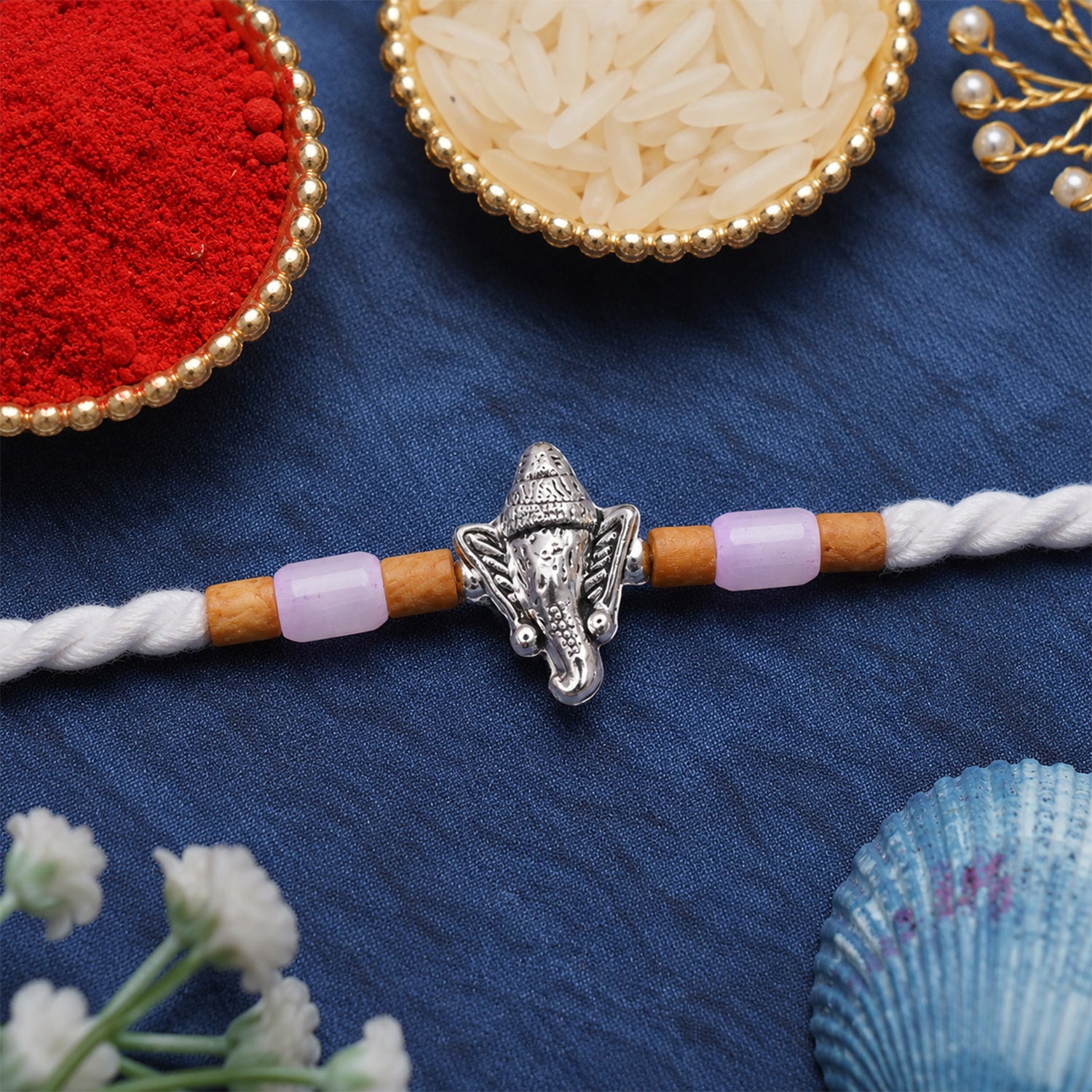 Elegant Diamond Look Rakhi with Shiny Centre and Refined Raksha Bandhan Styling