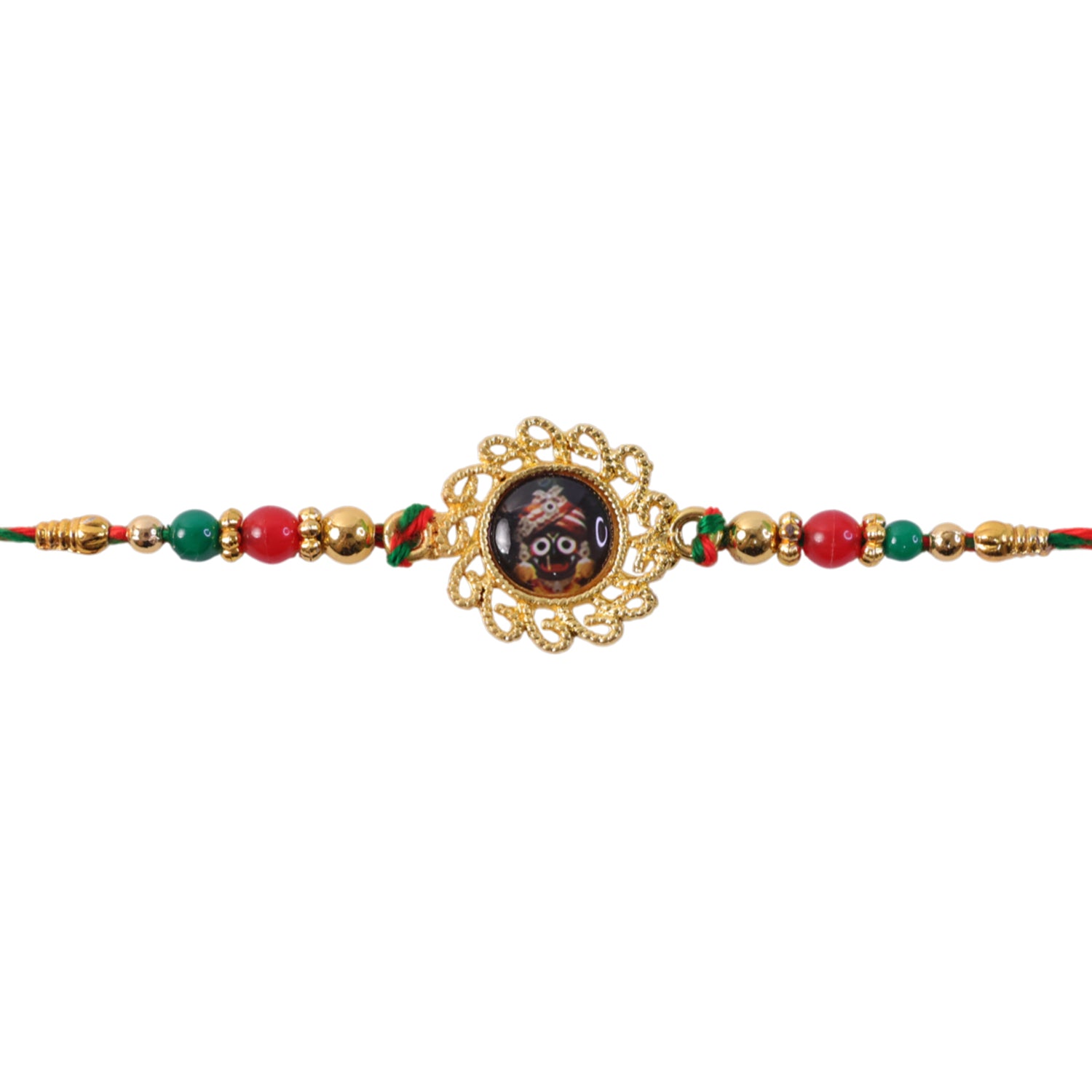 Lord Jagannath Pendant Rakhi with Red Beads