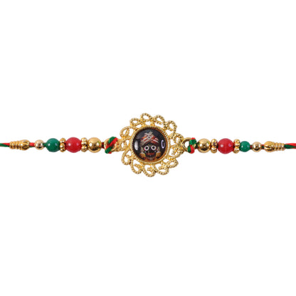 Lord Jagannath Pendant Rakhi with Red Beads