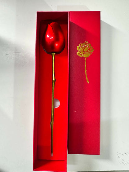 Luxury Metallic Rose with Elegant Gift Box and Carry Bag | Eternal Artificial Rose Flower Gift for Valentine’s Day, Birthday, Anniversary, Wedding, or Romantic Décor | Premium Long-Stem Rose Keepsake for Women and Couples