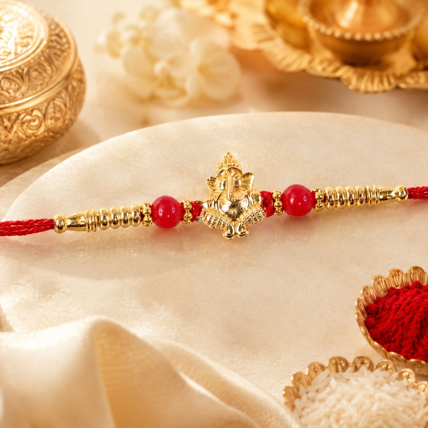 Ganesha Rakhi Traditional Charm for Brother on Raksha Bandhan (10pcs)