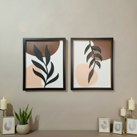 Modern Abstract Leaf Wall Art Frames | Minimalist Botanical Wall Decor Set of 2