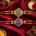 Premium Surya Dev Designer Rakhi for Brother | Gold & Rose Gold Raksha Bandhan