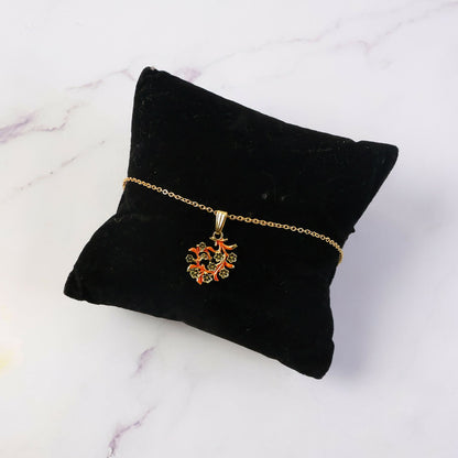 Traditional Floral Vine Design Pendant Necklace with Chain for Women