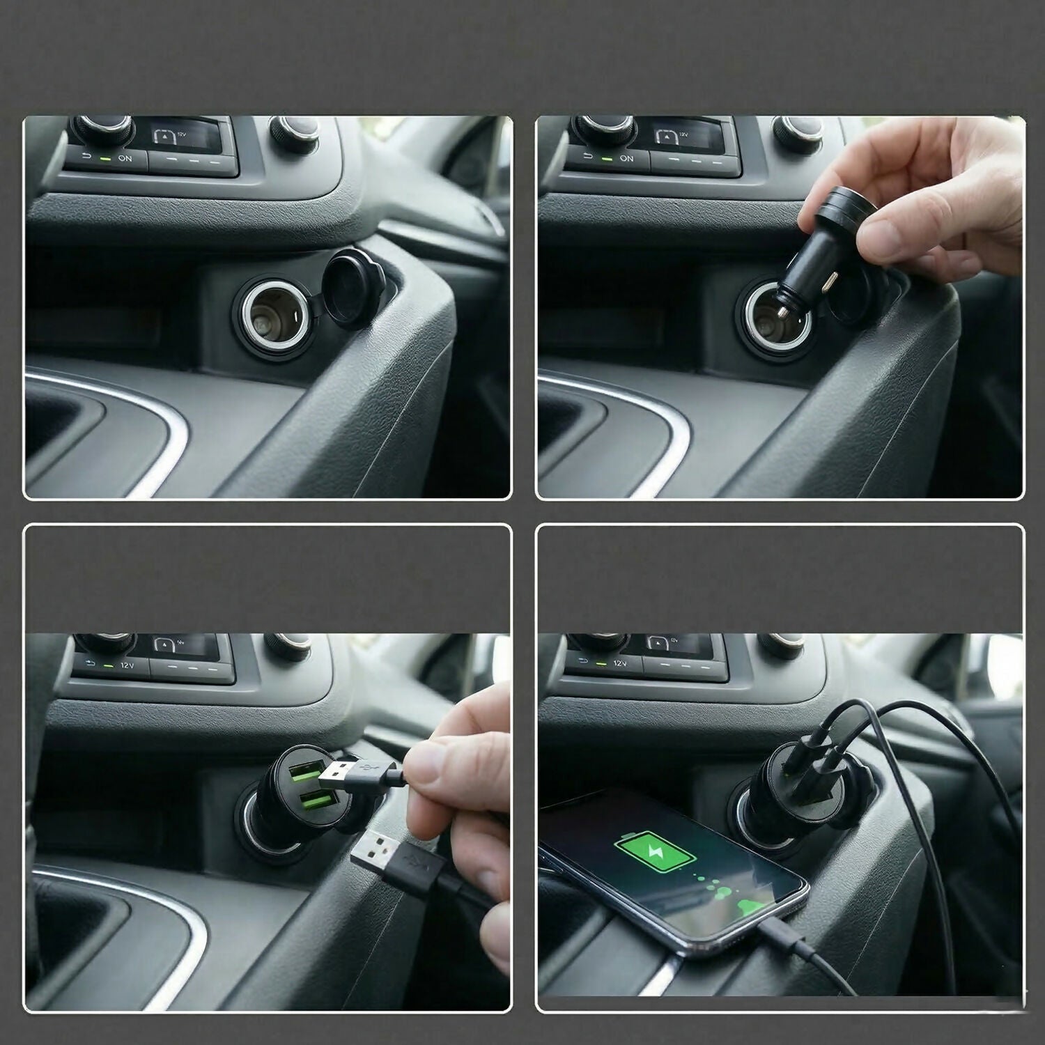Dual USB Car Charger Fast Charging Adapter for Mobile Devices