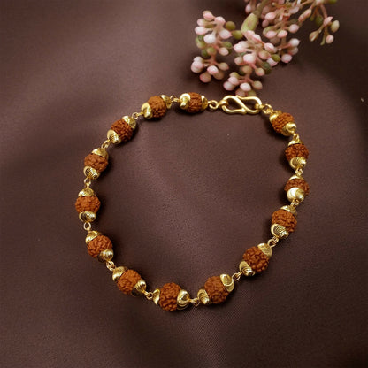 Rudraksha Gold Necklace & Bracelet Set with Designer Pendant