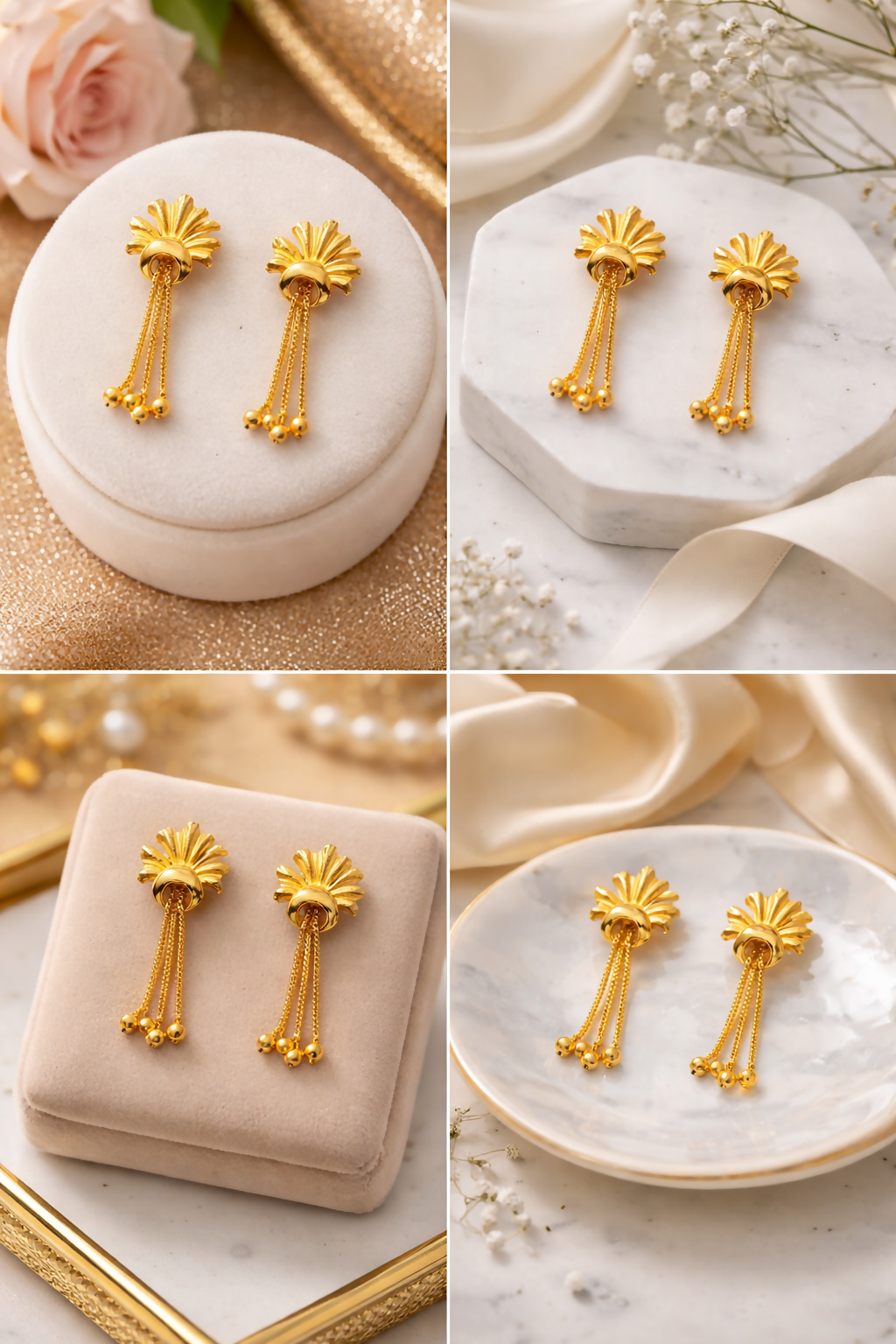 Elegant Golden Drop Earrings for Women & Girls | Lightweight Stylish Party Wear Earrings