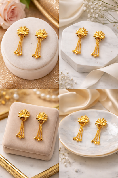 Elegant Golden Drop Earrings for Women & Girls | Lightweight Stylish Party Wear Earrings