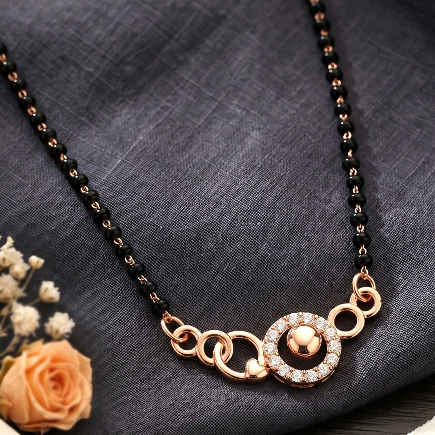 Circular Modern Mangalsutra Necklace with Stylish Charm Design