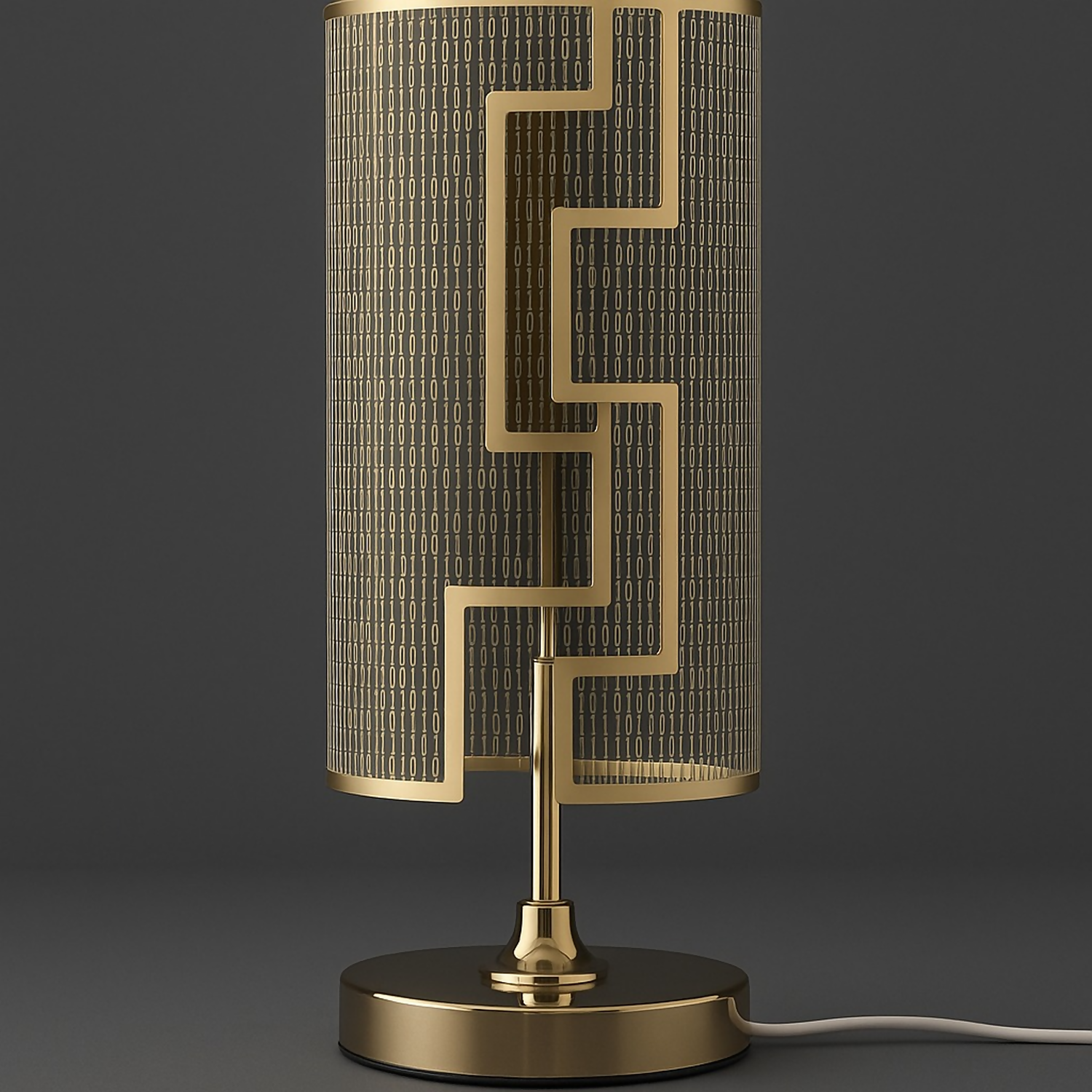 Premium Geometric LED Table Lamp for Home Décor | Modern Gold Metal Body with Designer Cut-Pattern Shade | Warm Ambient Light for Bedroom, Living Room & Office | Stylish Decorative Bedside Night Lamp for Gifting & Decoration