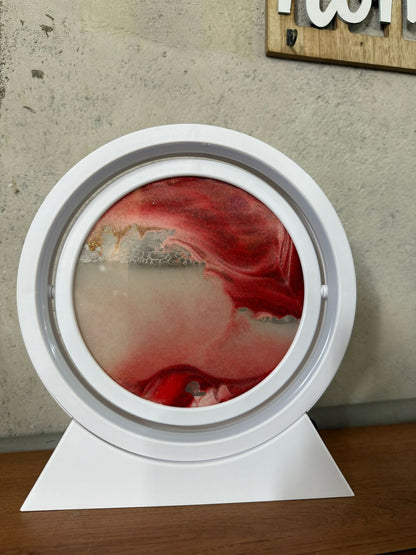 White LED Sand Art Motion Lamp with Ring Light for Home & Bedroom Decor