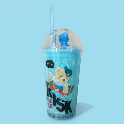 Blue Bear Ice Slush Tumbler with Dome Lid & Straw | 700ml Cute Shake Cup