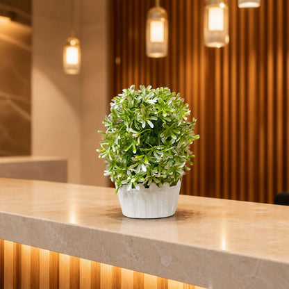 Artificial Green White Flower Plant Decorative Pot Home Office Table Centerpiece Decor