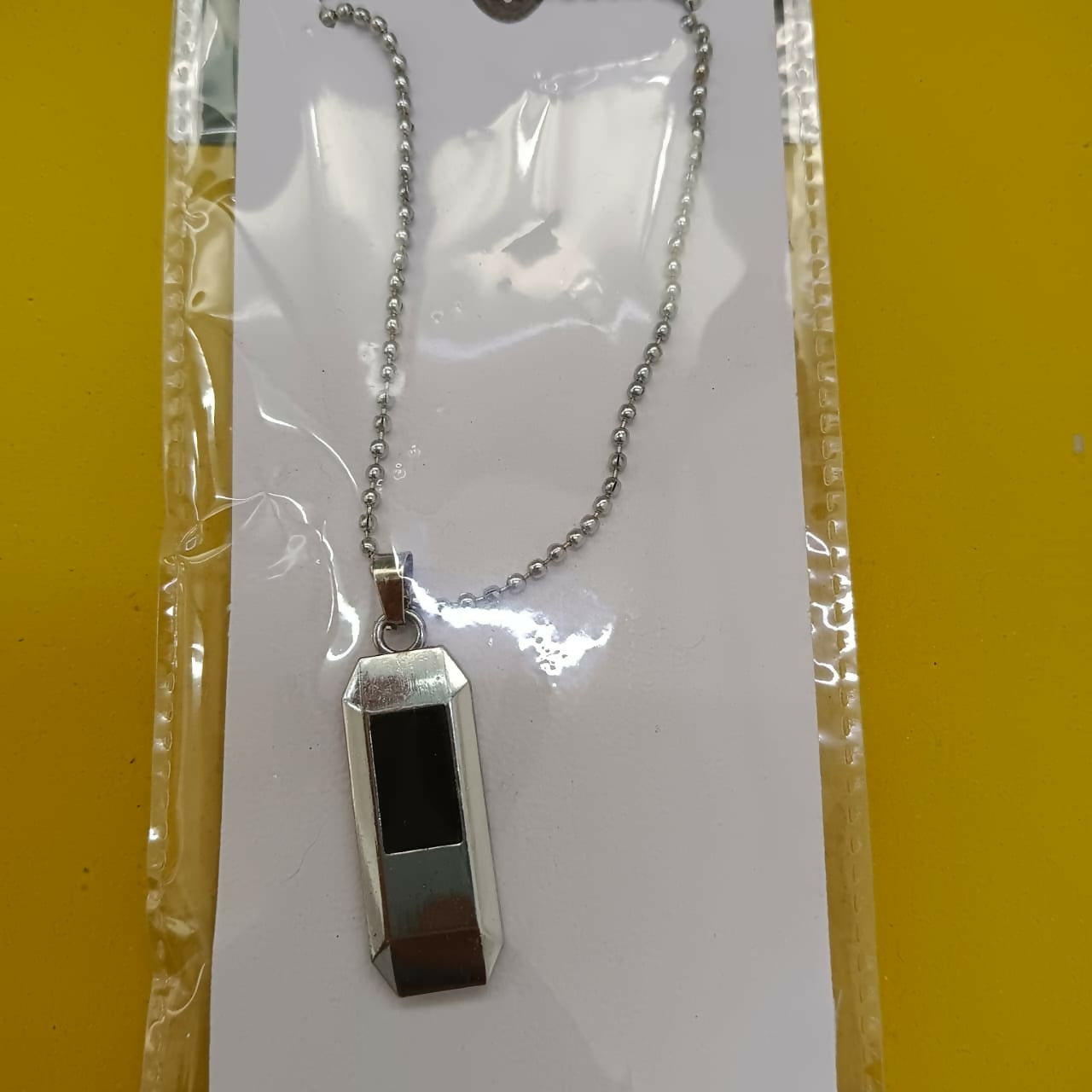 Black Enamel Chain Pendant For Men