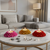 Flower 5-Step Decorative Diya Multi-Purpose Tealight Candle Holder, Dhoop Cone Stand, Pooja Diya & Mini Planter (Red, Rose Gold, Metallic Pink)