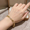 Gold Plated Charm Bracelet with Leaf Design and CZ Stone Detailing for Women