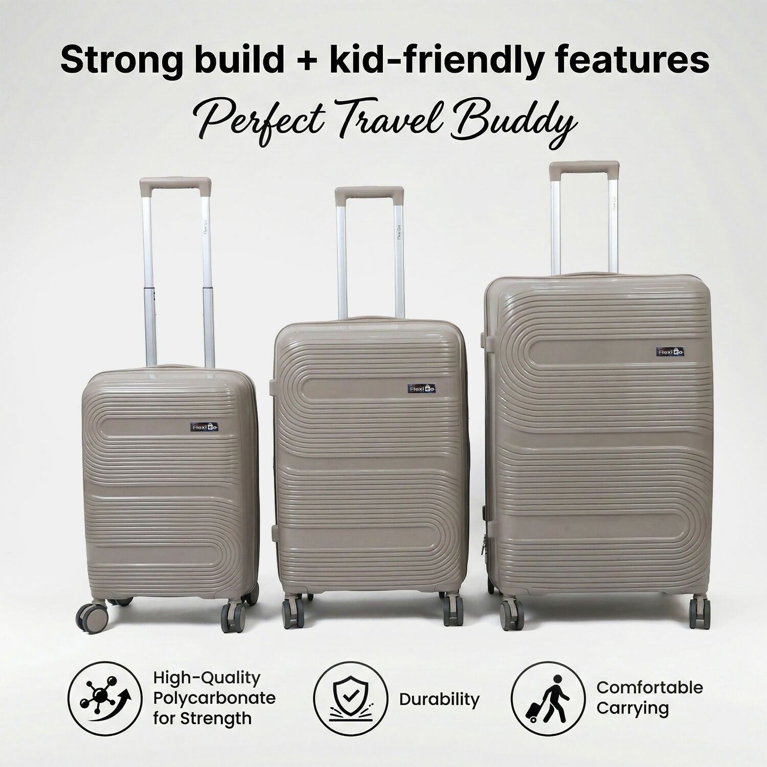 Beige Gold Hard Shell Cabin Trolley Suitcase with Telescopic Handle & 8 Wheels