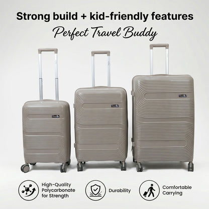 Beige Gold Hard Shell Cabin Trolley Suitcase with Telescopic Handle & 8 Wheels