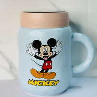 Light Blue Ceramic Cartoon Mug with Lid – Cute Character Print Coffee & Tea Cup – 350 ml Matte & Glossy Combo Finish – Ideal Gift for Kids & Adults