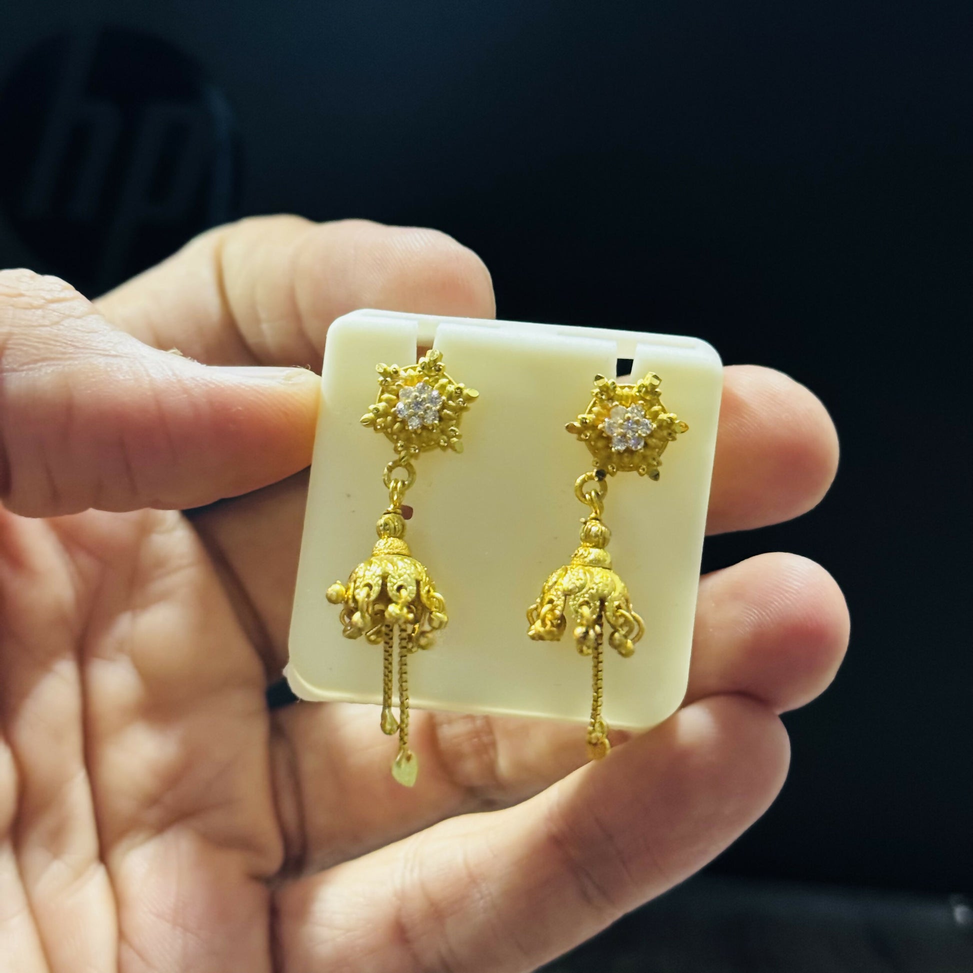 Designer Star Shape Stud with Antique Jhumki Drops