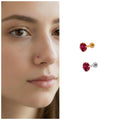 Ruby Red Crystal Nosepin Stud – Gold & Silver Combo Pack of 2