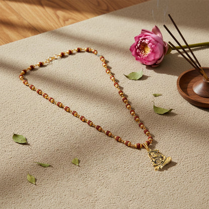 Hanuman Pendant Gold Plated & Rudraksha Bead Mala