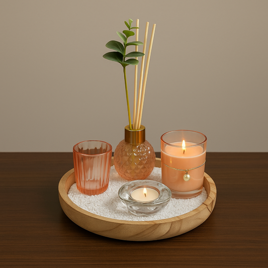 Home Campfir Secret Garden Aroma Set – Luxury Fragrance Gift Combo with Scented Candles, Reed Diffuser, Decorative Tray & Glass Holders for Living Room, Bedroom, Spa & Office Décor