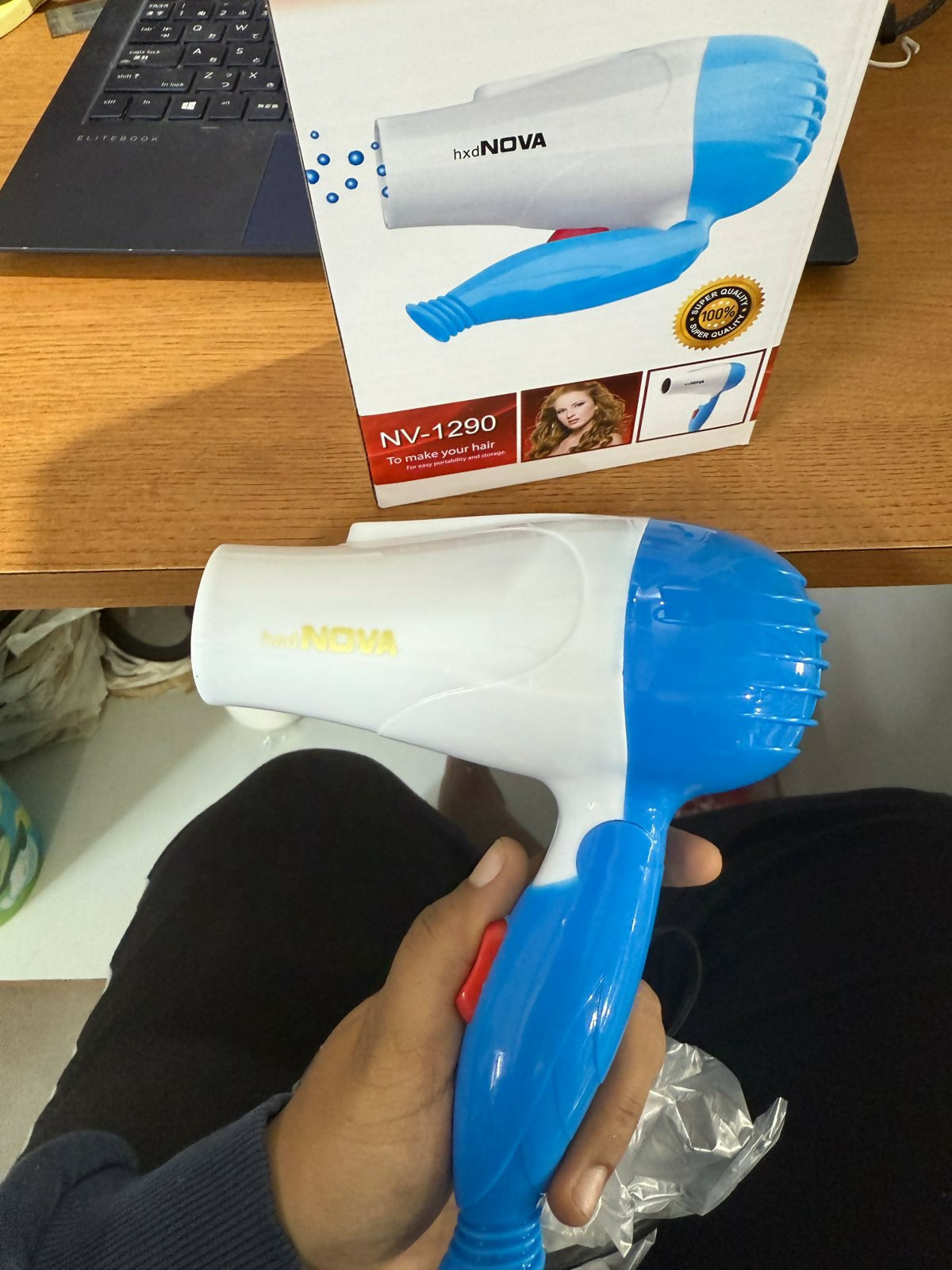 Nova 1000W Foldable Hair Dryer for Men & Women – Hot & Cold Compact Dryer