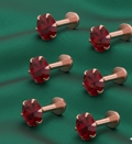 Rose Gold Plated Ruby Red Flat Back Stud Earrings for women and girls Combo Pack of 6
