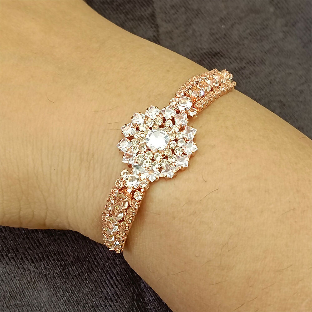 Rose Gold Plated Ad Stone Adjustable Bracelet