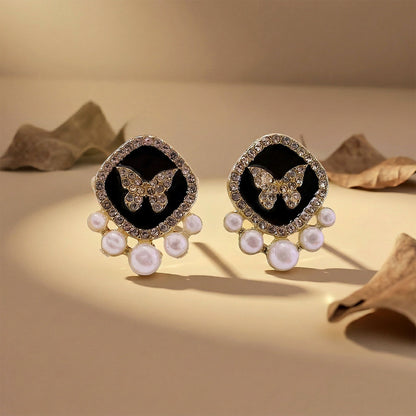 Luxury Butterfly Pearl Stud Earrings for Women And Girls