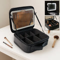 LED Light Makeup Organizer Box – Portable Cosmetic Storage with Mirror