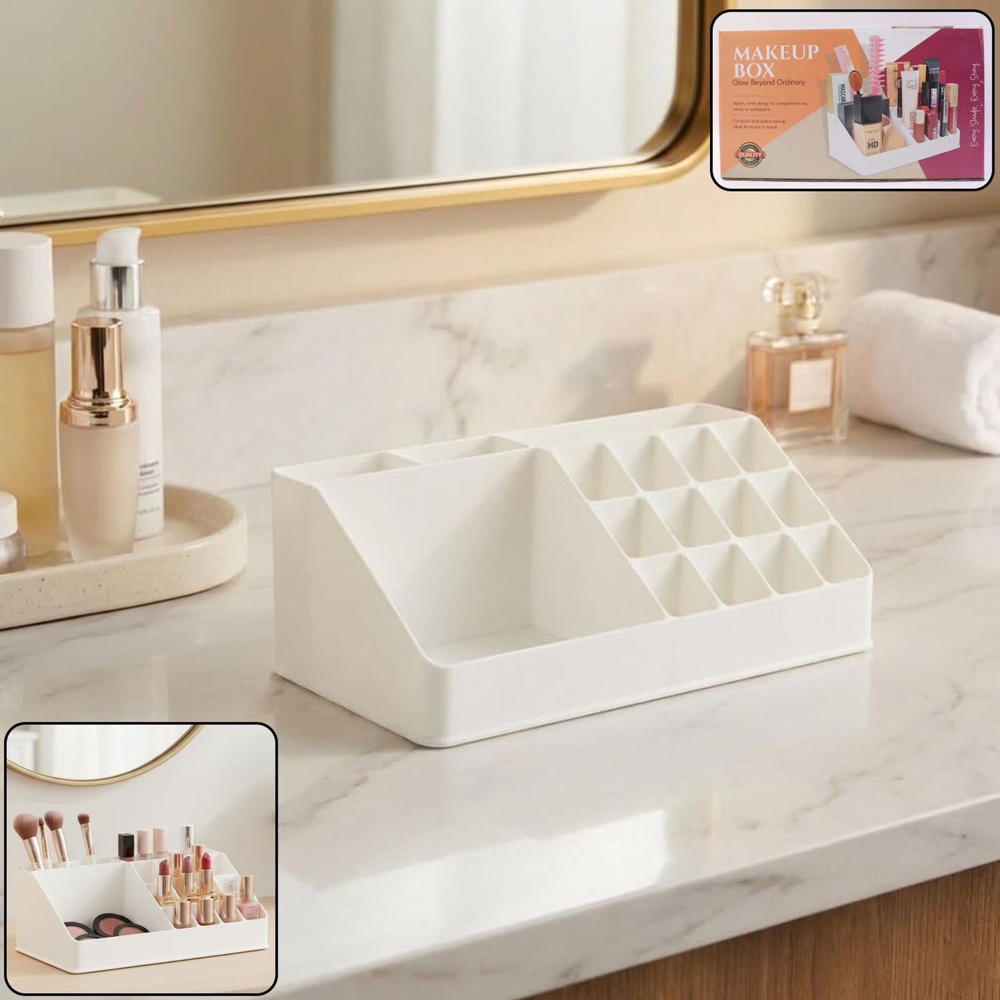 Clear makeup organiser lipstick storage box with drawer