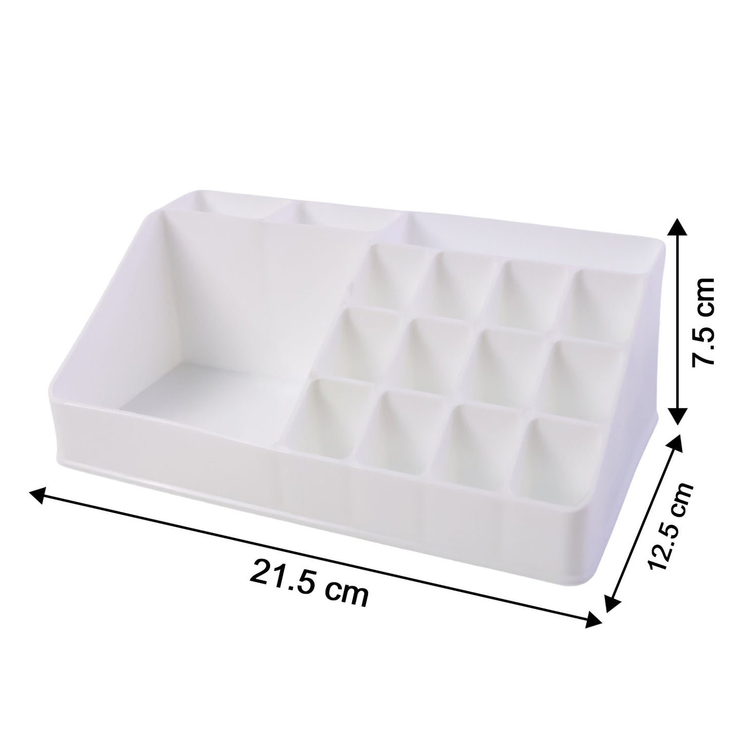 Dimensions of makeup organiser box displayed