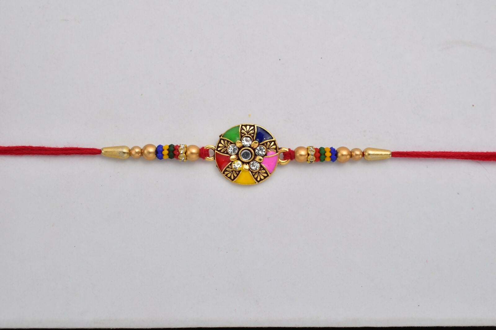 Multicolor Designer Rakhi Floral Embellished Beaded Thread (5pcs)